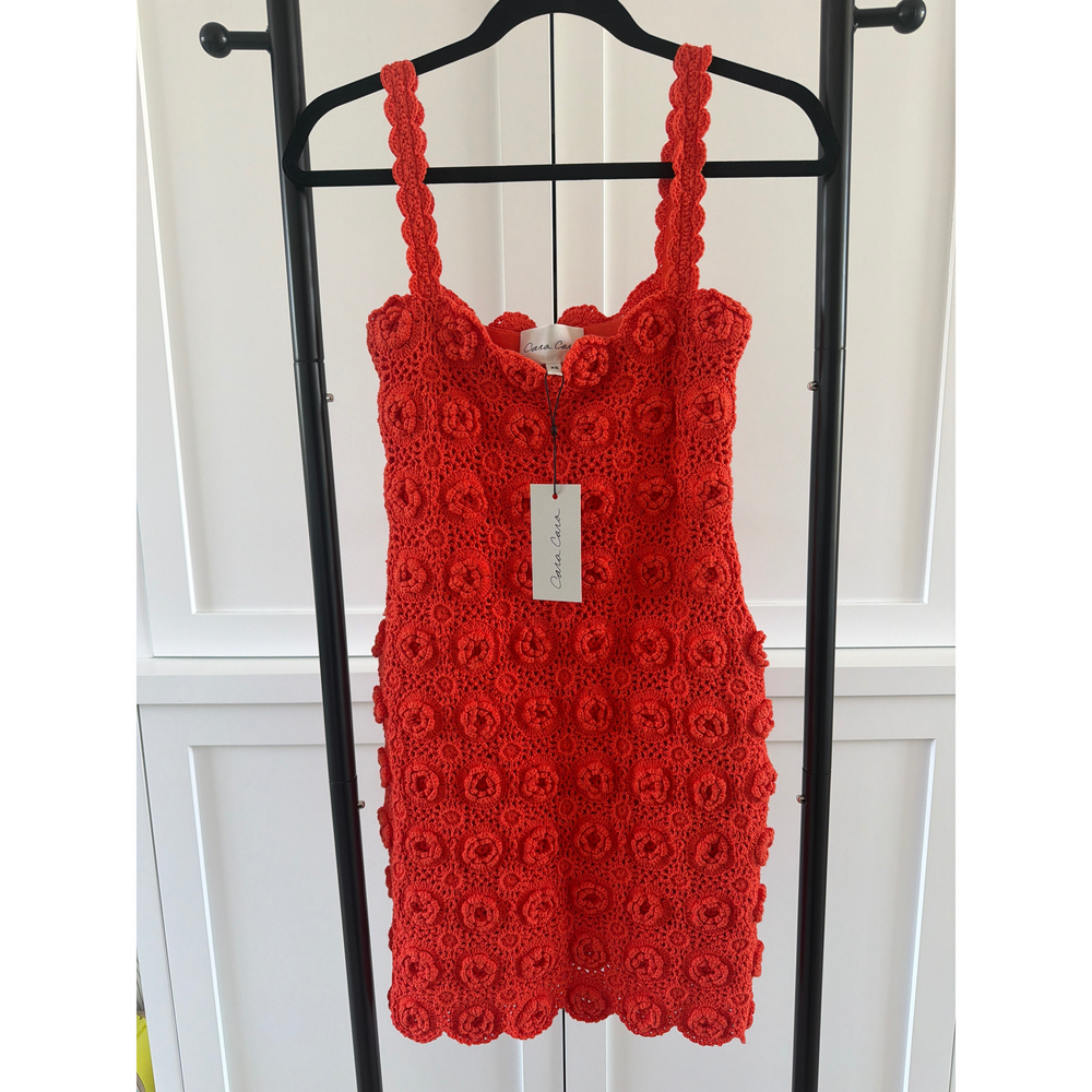 Cara Cara Orange Crochet Mini Dress - Picture 2 of 4